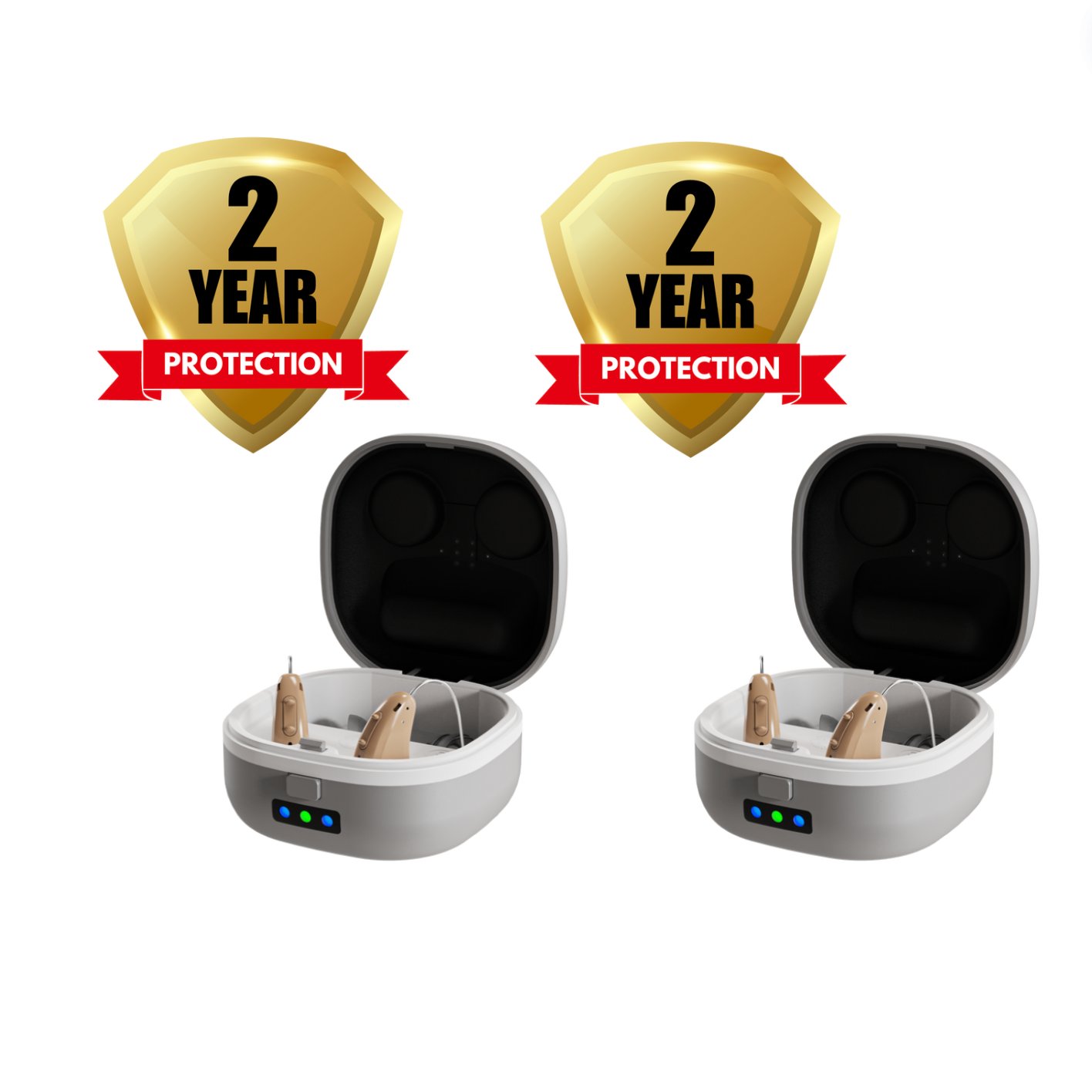 2 Pair Hearing Aids + 2 Year Protection